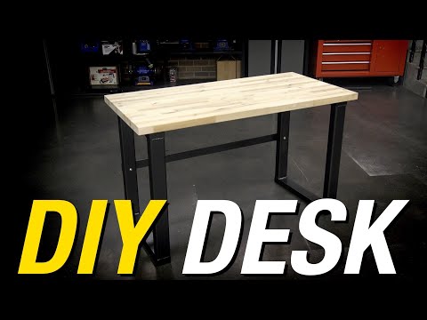Why Buy a Desk When You Can Build One?! DIY Metal Frame & Butcher Block Desk - Eastwood