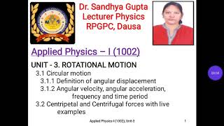Download Lagu Applied Physics-I (1002), Unit 3, part 2 by Dr. Sandhya Gupta, Lecturer Physics, RPGPC, Dausa Thumbnail