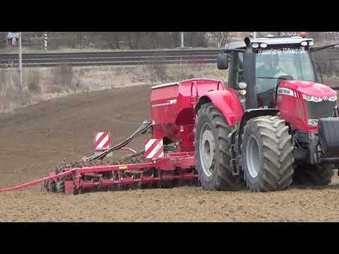Jarní setí pšenice, traktor Massey Ferguson 7726 + sečka Horsch Pronto 6 DC, ZERA Rájec vlaky u pole