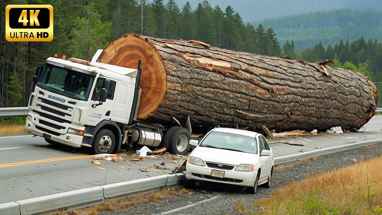 Extreme Dangerous Big Logging Wood Truck Driving Skill | Fastest Chainsaw Cutting Tree Machines #18