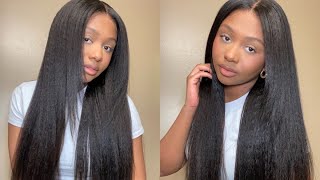 Natural Looking Kinky Straight Wig Install | Wear & Go | Ft. BGMgirl Hair