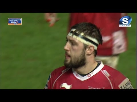 Josh Turnbull yellow carded for use of the boot - Scarlets v Munster 1st March 2014