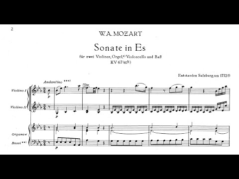 W. A. Mozart - CHURCH SONATA NO.  1 in E flat major, K.67 / 41h (With Score/Sheet Music)