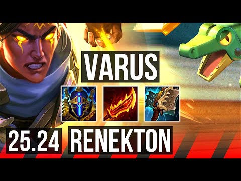 VARUS vs RENEKTON (TOP) | Good KDA: 14/1/4 | NA Challenger | 25.24
