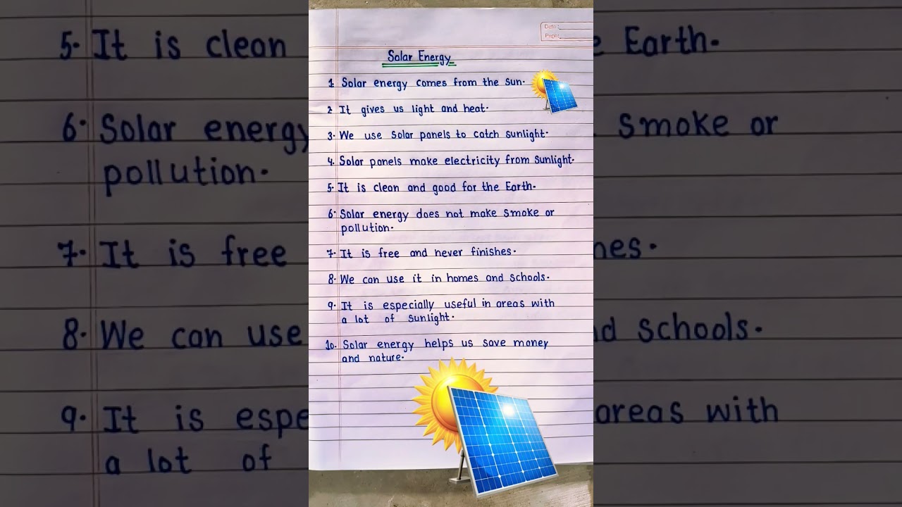 10 lines on Solar energy in English | Essay on Solar energy | Solar energy essay | Solar energy
