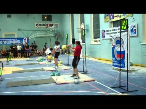Russian championship 2011. Young girls till 18 years Tatyana Kochneva snatch 16 kg kettlebell.MP4