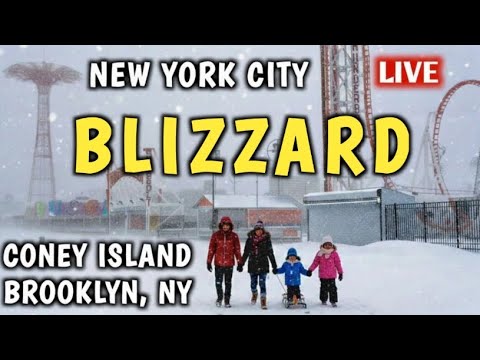 BLIZZARD in CONEY ISLAND, Brooklyn NYC LIVE ❄️ Heavy Snowstorm hits New York City ❄️ Winter Storm