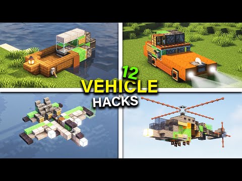 MINECRAFT 12 Working Vehicle Build Hacks (Land, Air, Water)