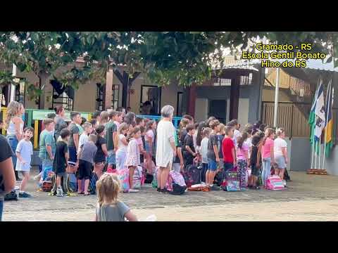 Hino do Rio Grande do Sul na Escola Gentil Bonato - Gramado - RS