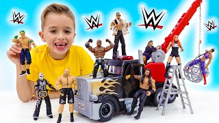 Vlad and Niki do sports together with WWE toys and