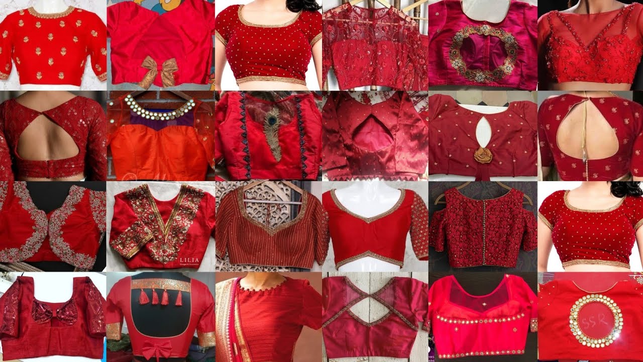 New Red Color Designer Front and Back Neck Blouse Designs - Blouse Designs