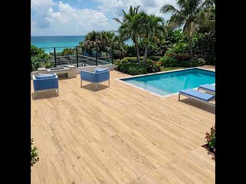 Carrelage sol extérieur effet bois Panggal beige R11 20x120 cm