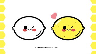 How To Draw and Color Easy Cute Lemon Step by Step Drawing Tutorial for Kids and Toddler