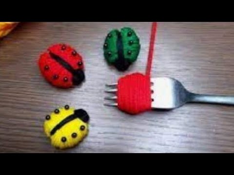 Amazing Ladybug Making Idea with Fork - Easy Woolen Crafts - Hand Embroidery Trick - Sewing Hack
