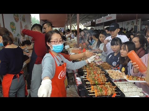 Vietnam Street Food Festival and Long BBQ Waiting In Line