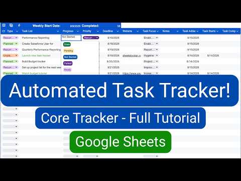 Customizable Automated Task Tracker Core Template Full Tutorial Google Sheets