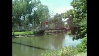 preview picture of video 'Crossing the Swinging Bridge at the Belvidere Park'
