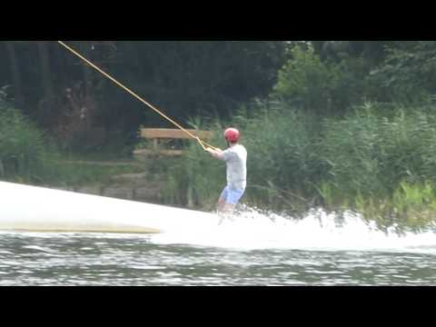 Waterboarding at the Donk pond at Oudenaarde, Belgium