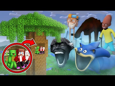 Mikey and JJ Family TREE TOWER vs Mobs in Minecraft - Maizen