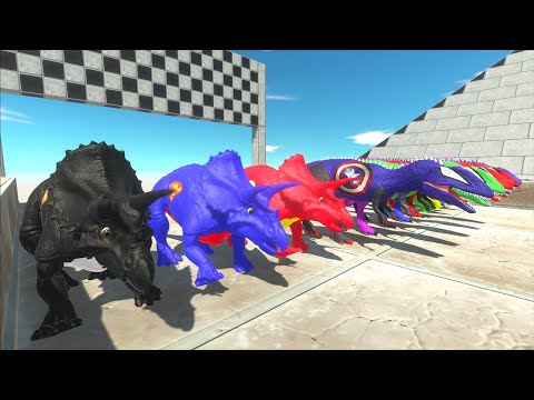 Superheroes Dc Marvel Triceratops vs Carcharodontosaurus Dinosaurs Speed Race Championship - ARBS