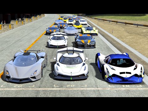 Devel Sixteen vs Fastest Hypercars - Drag Race 20 KM