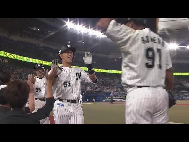 【4回裏】豪快な一発!! マリーンズ・山口航輝 第6号2ランホームランを放つ!! 2022年7月6日 千葉ロッテマリーンズ 対 北海道日本ハムファイターズ