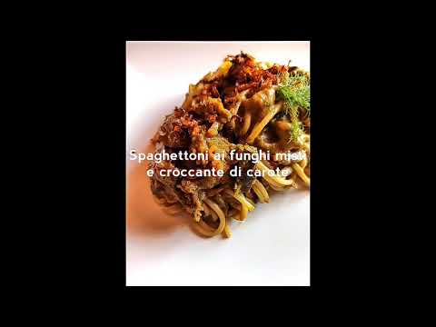 Ricetta Spaghettoni ai funghi e croccante di carote