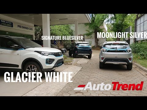 Tata Nexon EV - Glacier White, Moonlight Silver and Signature Bluesilver - First Look !!