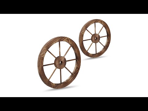Lot de 2 roues décoratives en bois Marron - Bois manufacturé - Matière plastique - 40 x 40 x 3 cm
