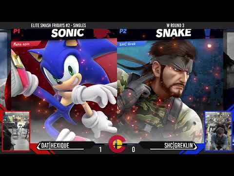Elite Smash Friday #2 - DaT|Hexique (Peach, Sonic) Vs. SHC|Greklin (Snake) - WR3