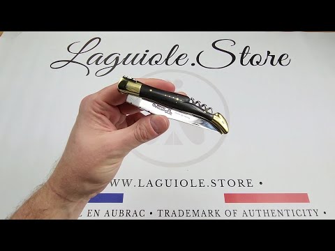 Laguiole Corkscrew Knife Zebu Horn Tip Handle - Brass Bolsters
