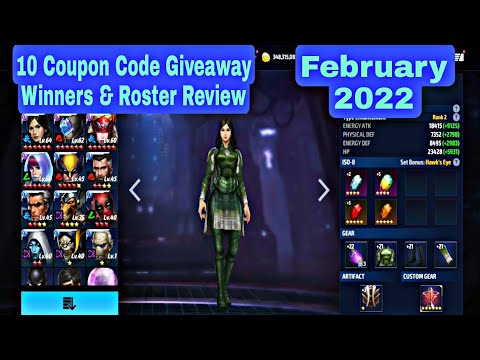 10 Coupon Code Giveaway Winners & Roster Review February 2022 - Marvel Future Fight