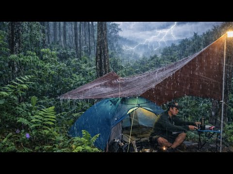 ⚡ TRAPPED ALONE IN A VIOLENT TROPICAL STORM — SOLO CAMPING IN THE MOUNTAINS ⛈️