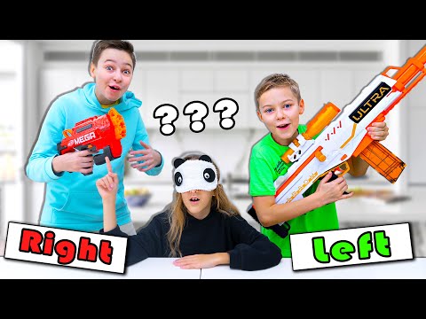 Pick your Dart Blaster without Seeing it Challenge with Roman and Max