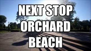 Cycling to Orchard Beach. Check out the Victory Monument, Happy July 4th