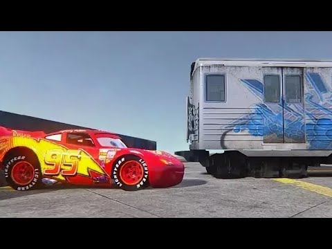 Lightning McQueen crushed by subway train  - crash testing #3 | GTA IV