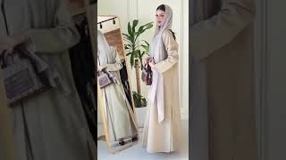 عباية الاناقة  2قطعة عباية مع تنورة قماش لنن مقلم