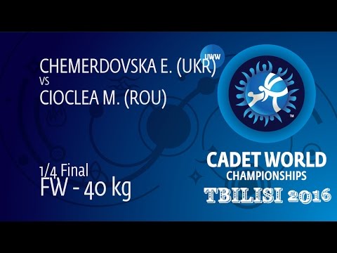 1/4 FW - 40 kg: M. CIOCLEA (ROU) df. E. CHEMERDOVSKA (UKR) by FALL, 8-0
