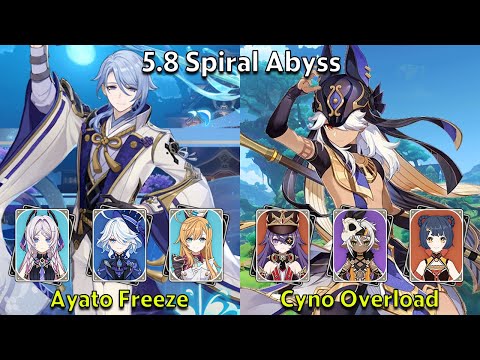 C0 Ayato Freeze & C1 Cyno Overload - Genshin Impact 5.8 Spiral Abyss Full Clear