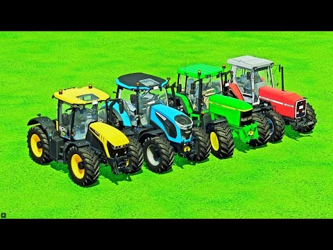 TRANSPORTING MASSEY FERGUSON vs JCB vs LANDINI vs JOHN DEERE Farming Simulator 22