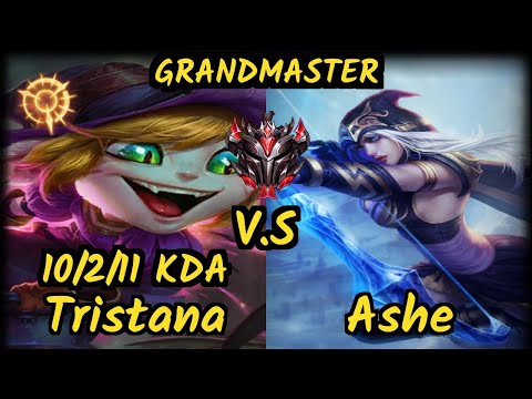 GOG SmittyJ (TRISTANA) vs ASHE - 10/2/11 KDA BOTTOM ADC GAMEPLAY - EUW Ranked GRANDMASTER v9.7