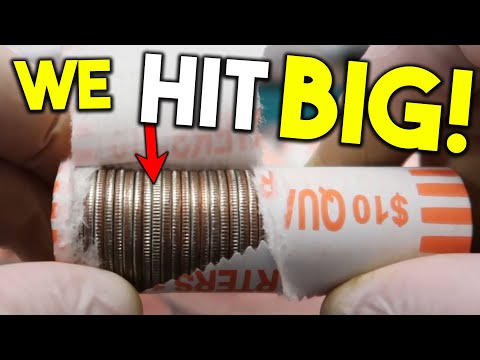 BIG SCORE FOUND from the BANK!! Coin Roll Hunting Quarters for SILVER!!
