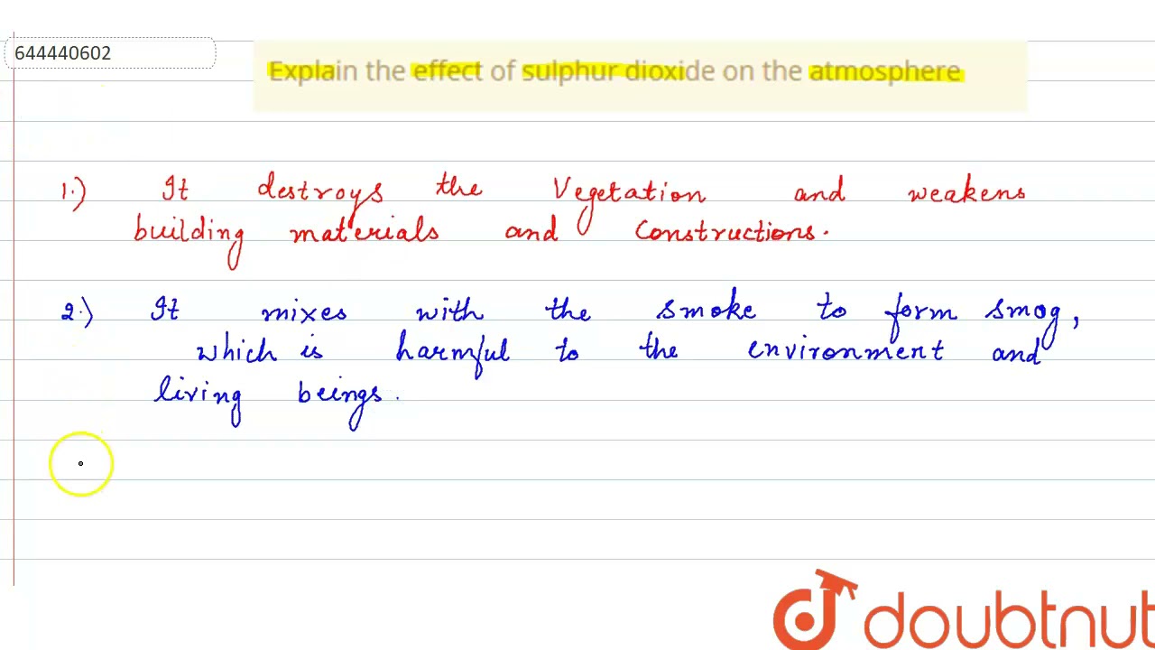 Explain the effect of sulphur dioxide on the atmosphere | 9 | ATMOSPHERIC POLLUTION | CHEMISTRY ...