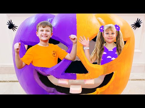 Purple VS Orange Challenge with Diana and Roma