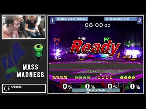 Mass Madness 44 SSBM - Silver/Golden (Red) vs. Bekvin/bonfire10 (Green) - Melee Doubles WF
