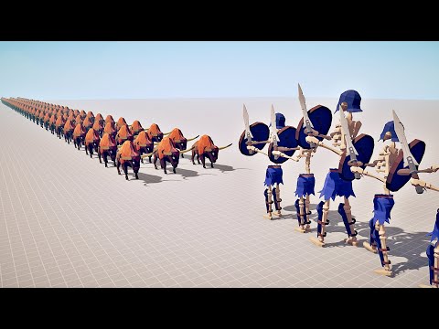 100x SKELETON GIANT vs 100x BISON GIANT | TABS Totally Accurate Battle Simulator