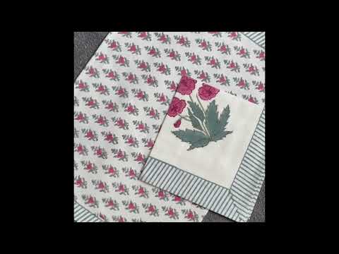Cotton Hand Block Table Mat and Napkins