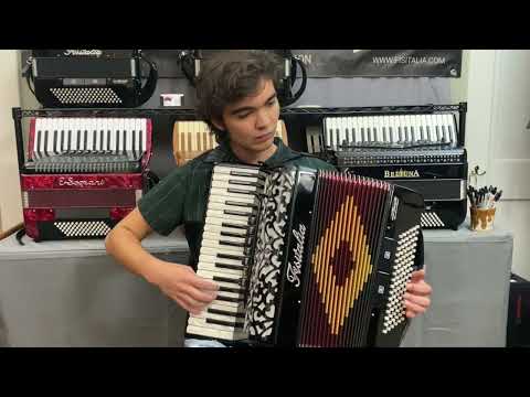 Fisitalia Model 37.34 - 37/96 LMM 3/4 - Black Accordion with Red/Gold Bellows image 7