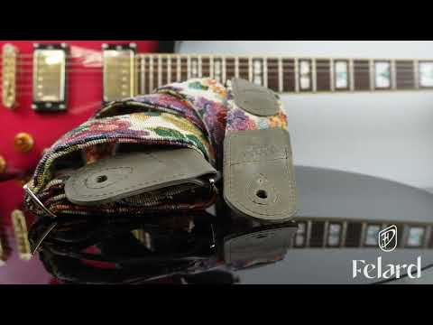 Ремінь для гітари та укулеле Felard, тканина гобелен та натуральна шкіра, перехідник для акустики, відділення для медіаторів - фото 2 - id-p2899599752