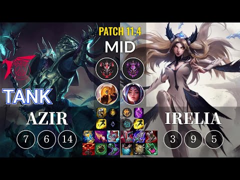 TLN Tank Azir vs Irelia Mid - KR Patch 11.4